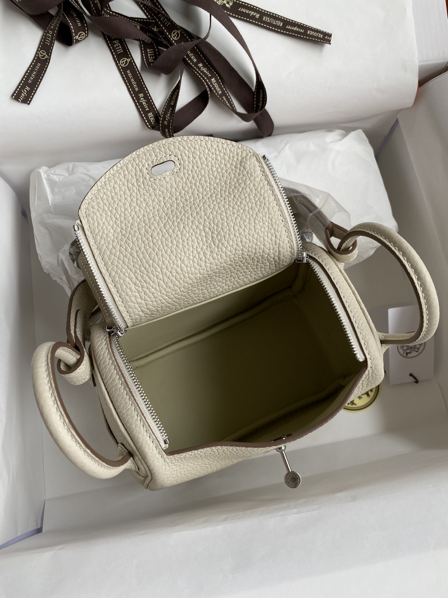 エルメス リンディ Mini Lindy19cm 半分手作り 写真色/金具シルバー