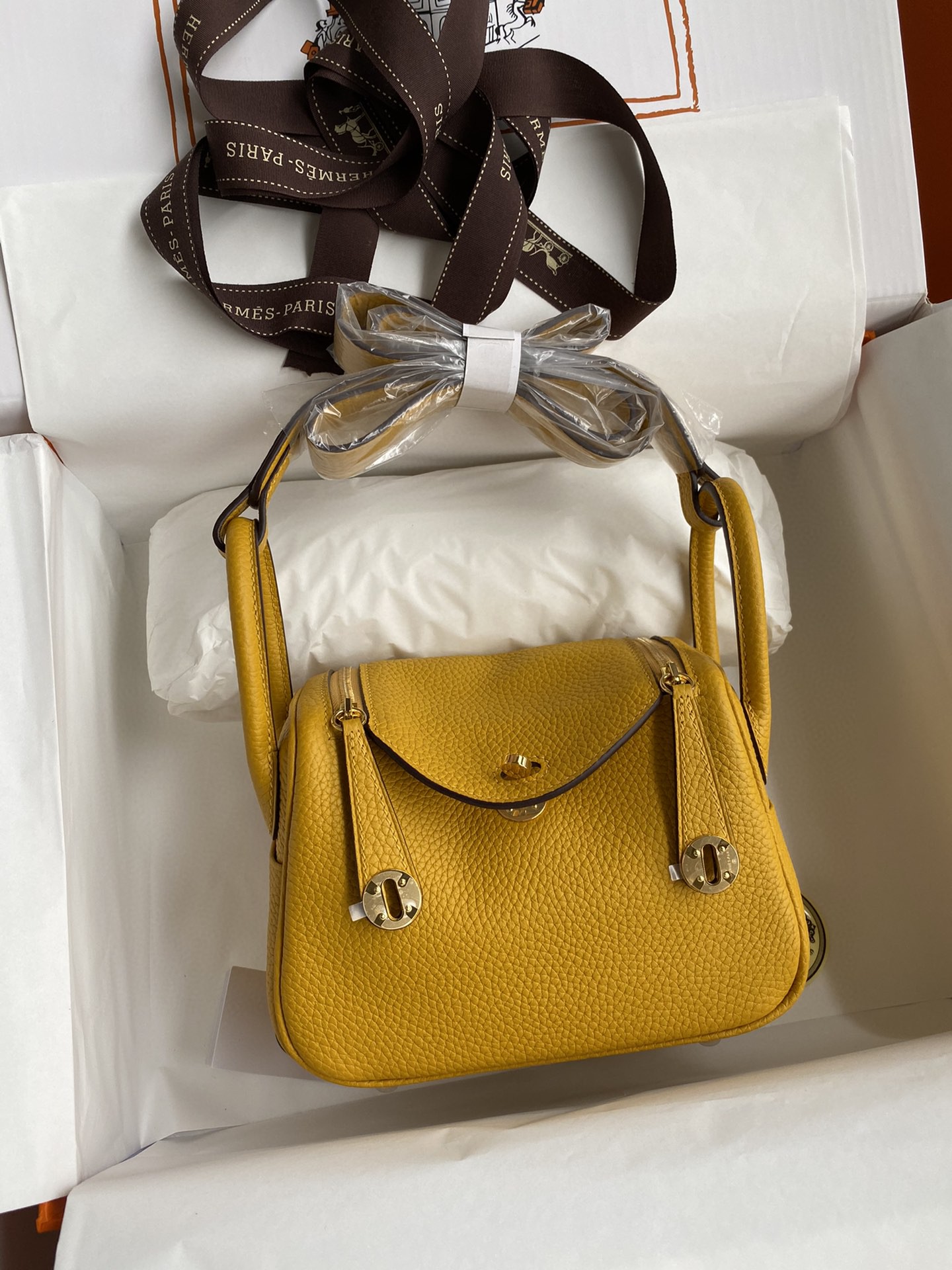 エルメス リンディ Mini Lindy 19 半分手作り 写真色/金具ゴールド