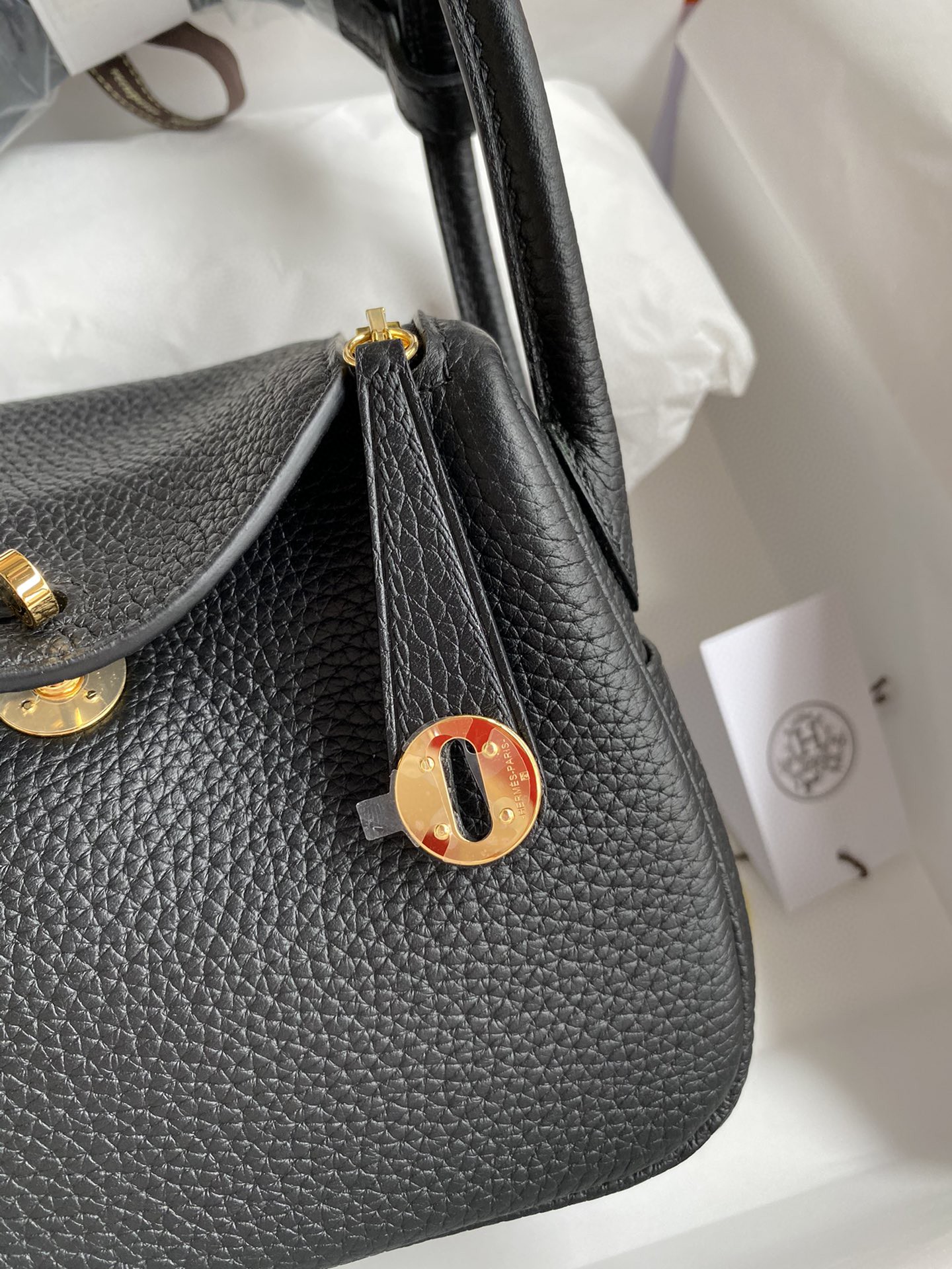 エルメス リンディ Mini Lindy 19 半分手作り 写真色/金具ゴールド