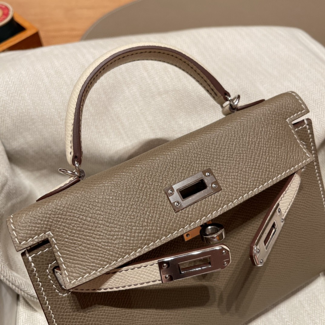 TOP エルメス ケリー mini Epsom 手作り 写真色/金具シルバー