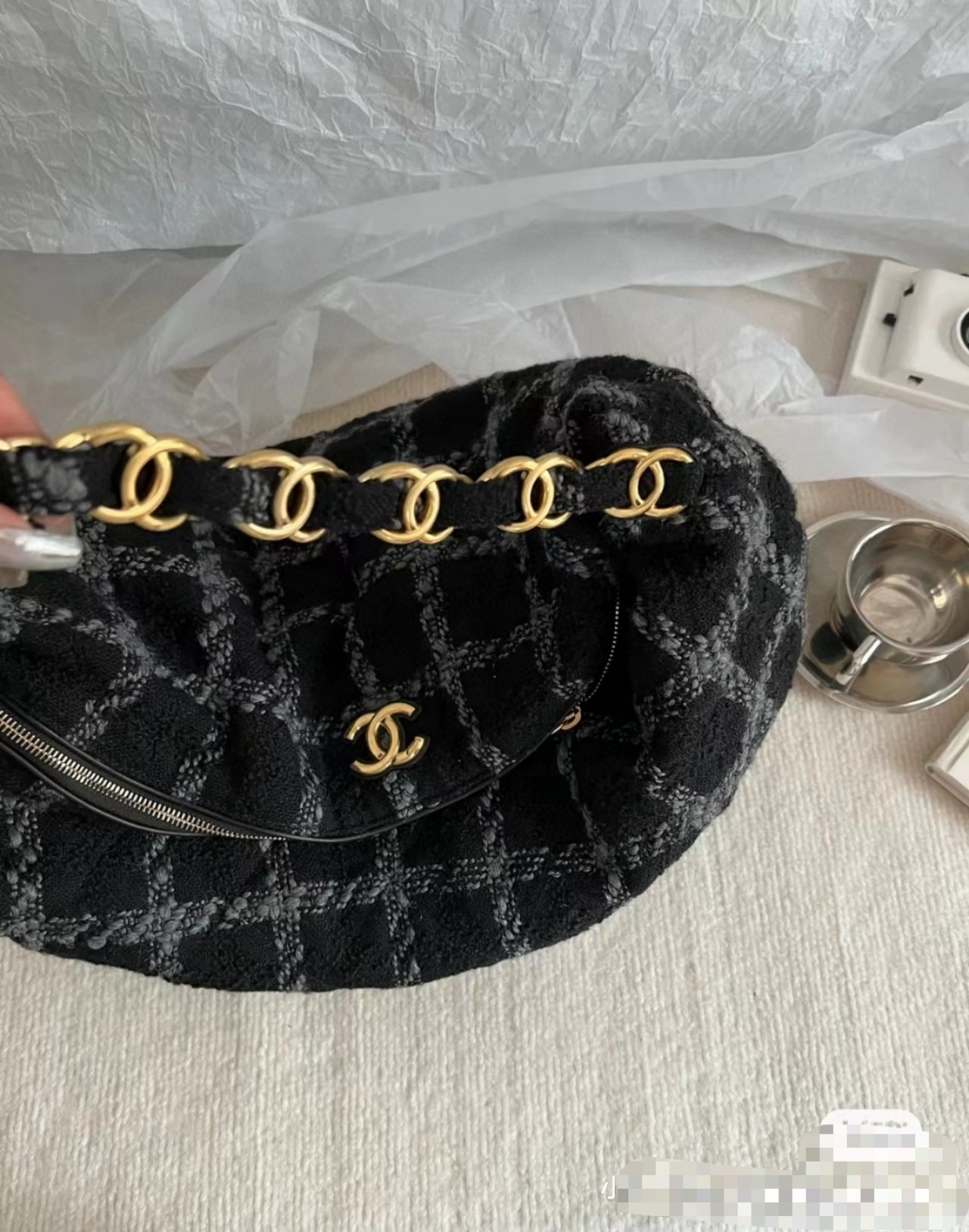 シャネル 超美品 Tweed Hobo Maix ハンドバッグ