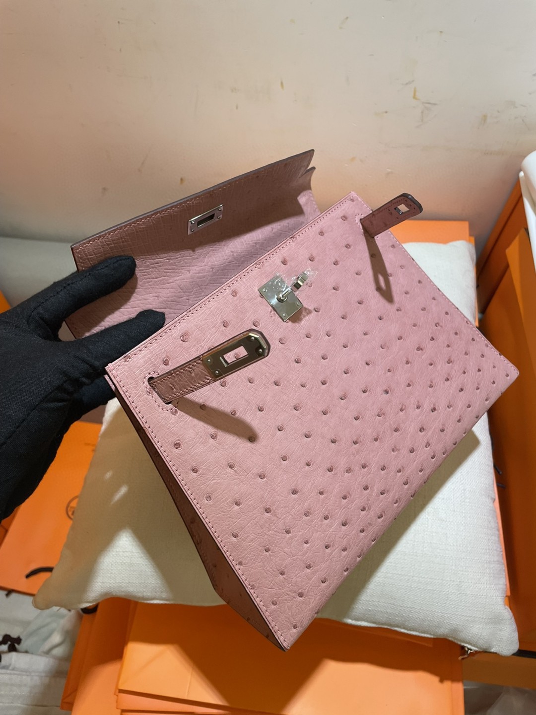 パーフェクト エルメス HERMES ケリー 25 オーストリッチ 2205
