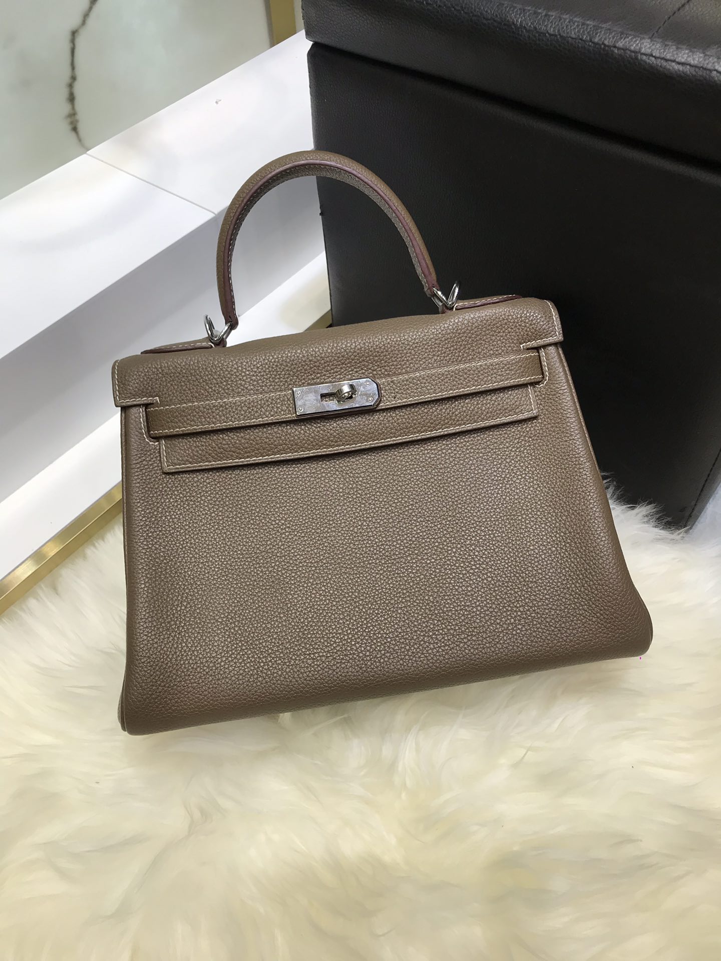 HERMES エルメス 手作りハンドバッグ ケリー28 内縫い トゴTOGO TD2001P1000