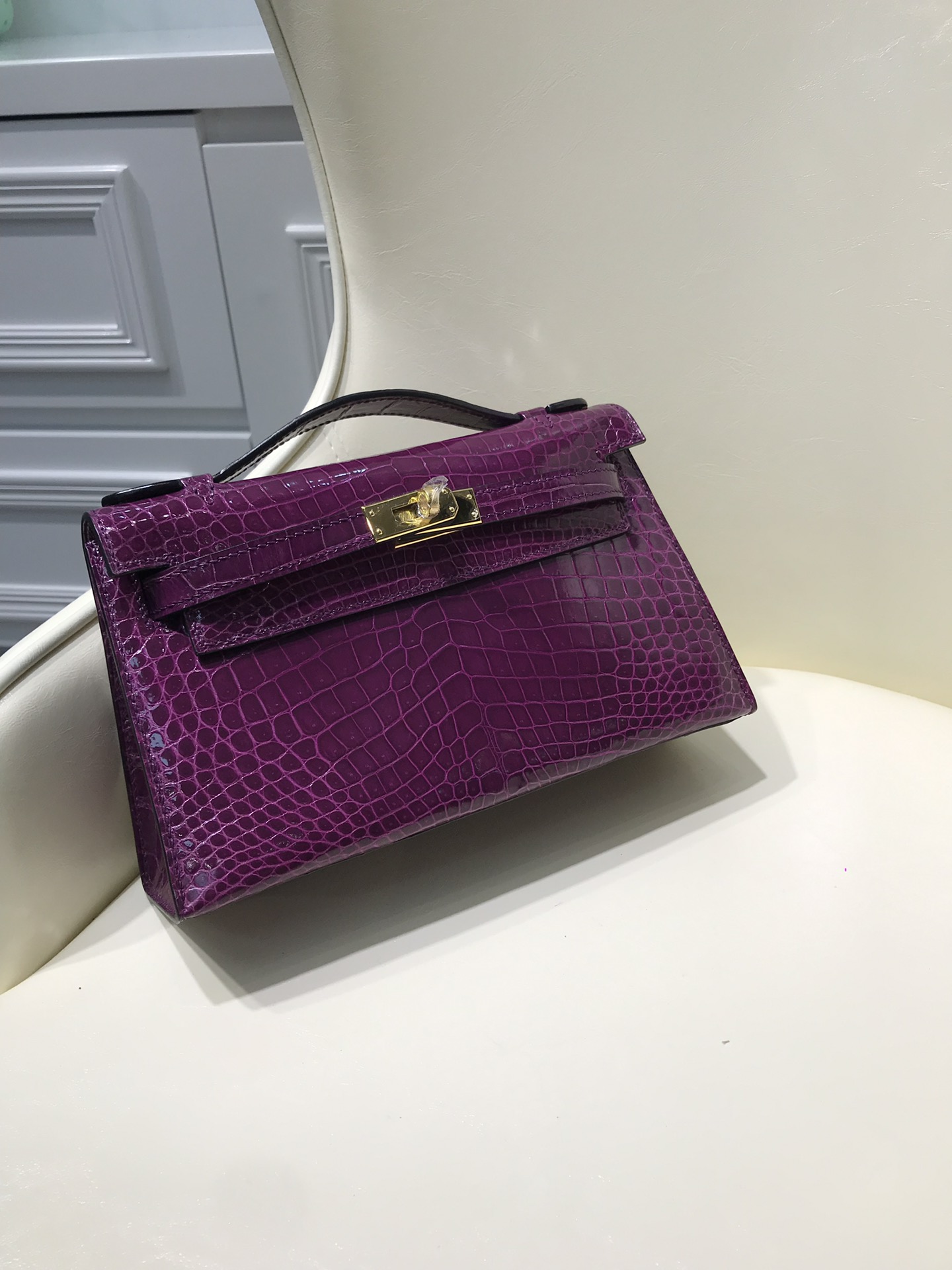 HERMES エルメス 手作りポシェットケリー22 外縫い クロコダイル TD2001P5800