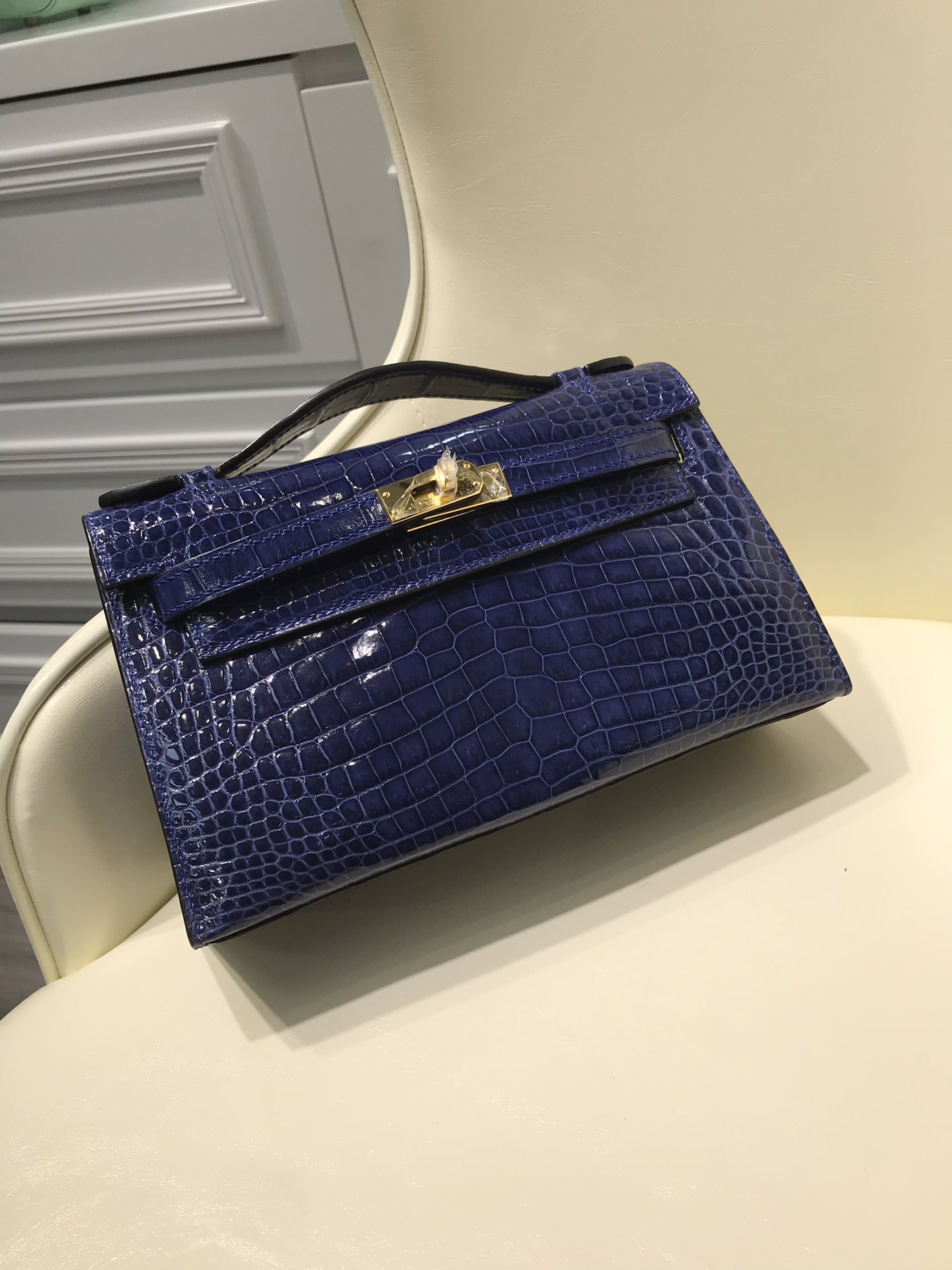 HERMES エルメス 手作りポシェットケリー22 外縫い クロコダイル TD2001P5800
