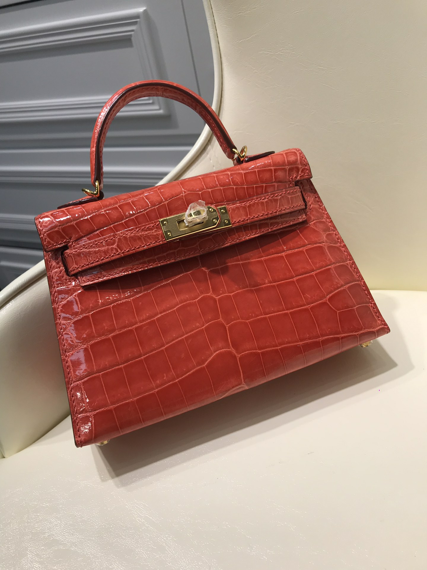 HERMES エルメス 手作りハンドバッグ ケリー19 外縫い クロコダイル TD2001P6000