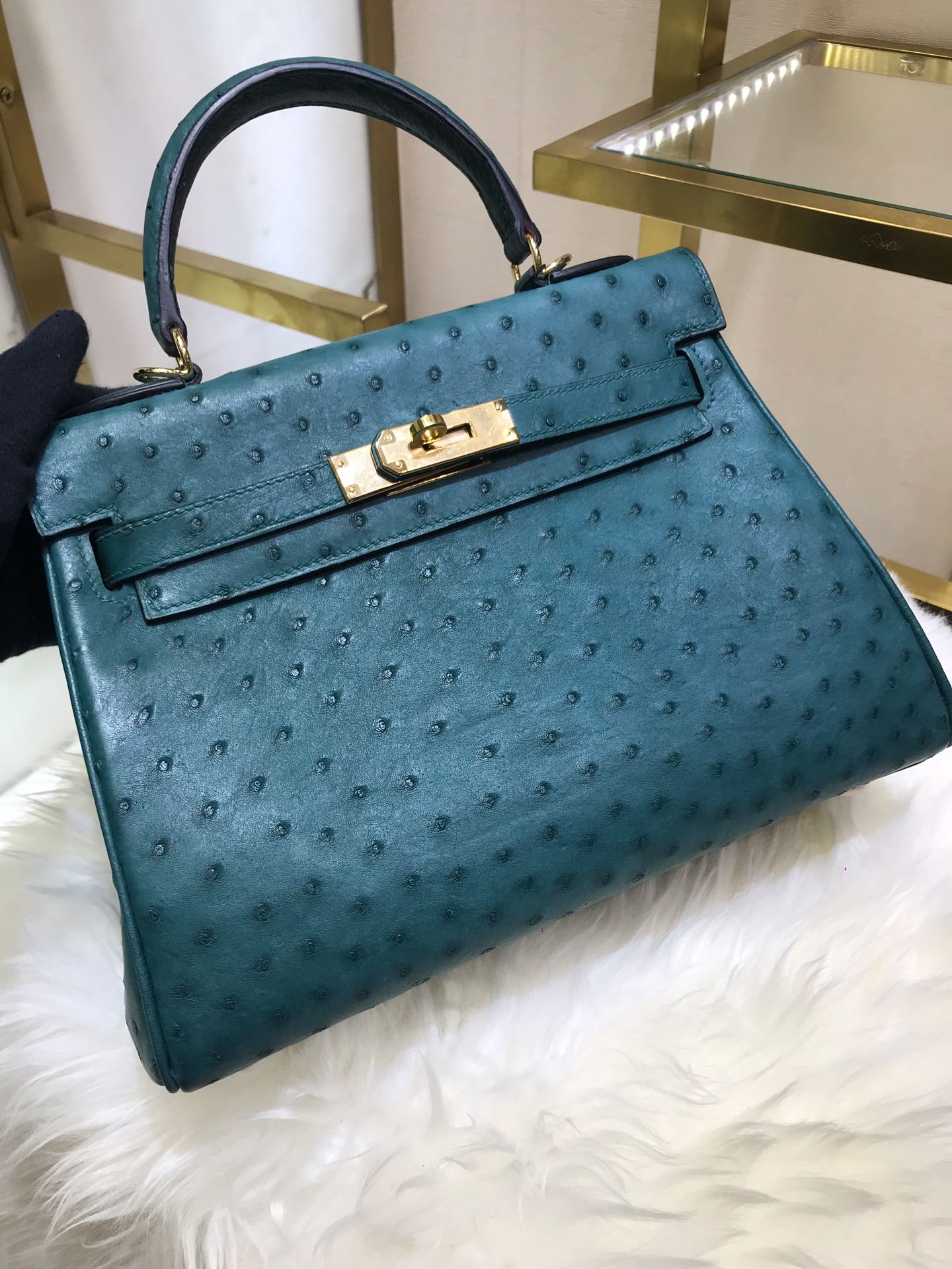 新品 エルメス 手作り エルメス ケリー32 内縫い オーストリッチ TD2001P3200