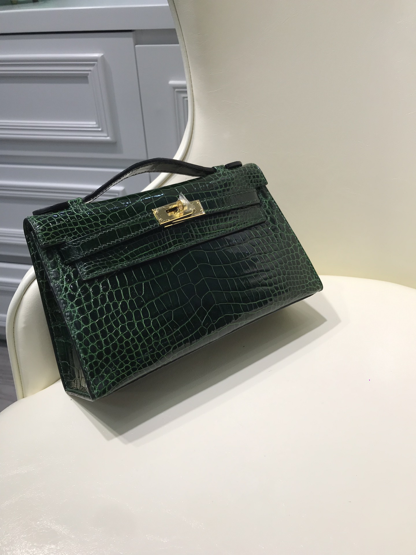 HERMES エルメス 手作りポシェットケリー22 外縫い クロコダイル TD2001P5800