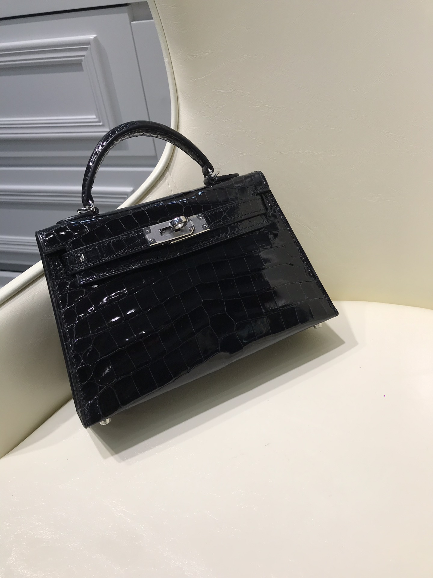 HERMES エルメス 手作りハンドバッグ ケリー19 外縫い クロコダイル TD2001P5800