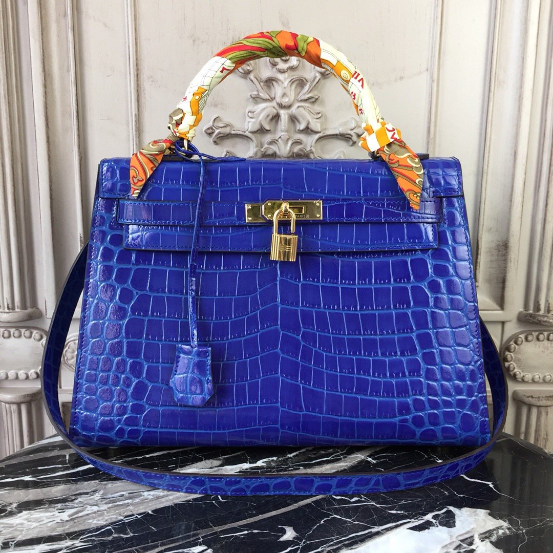 エルメス HERMES ケリー28/32 クロコ型押レザー
