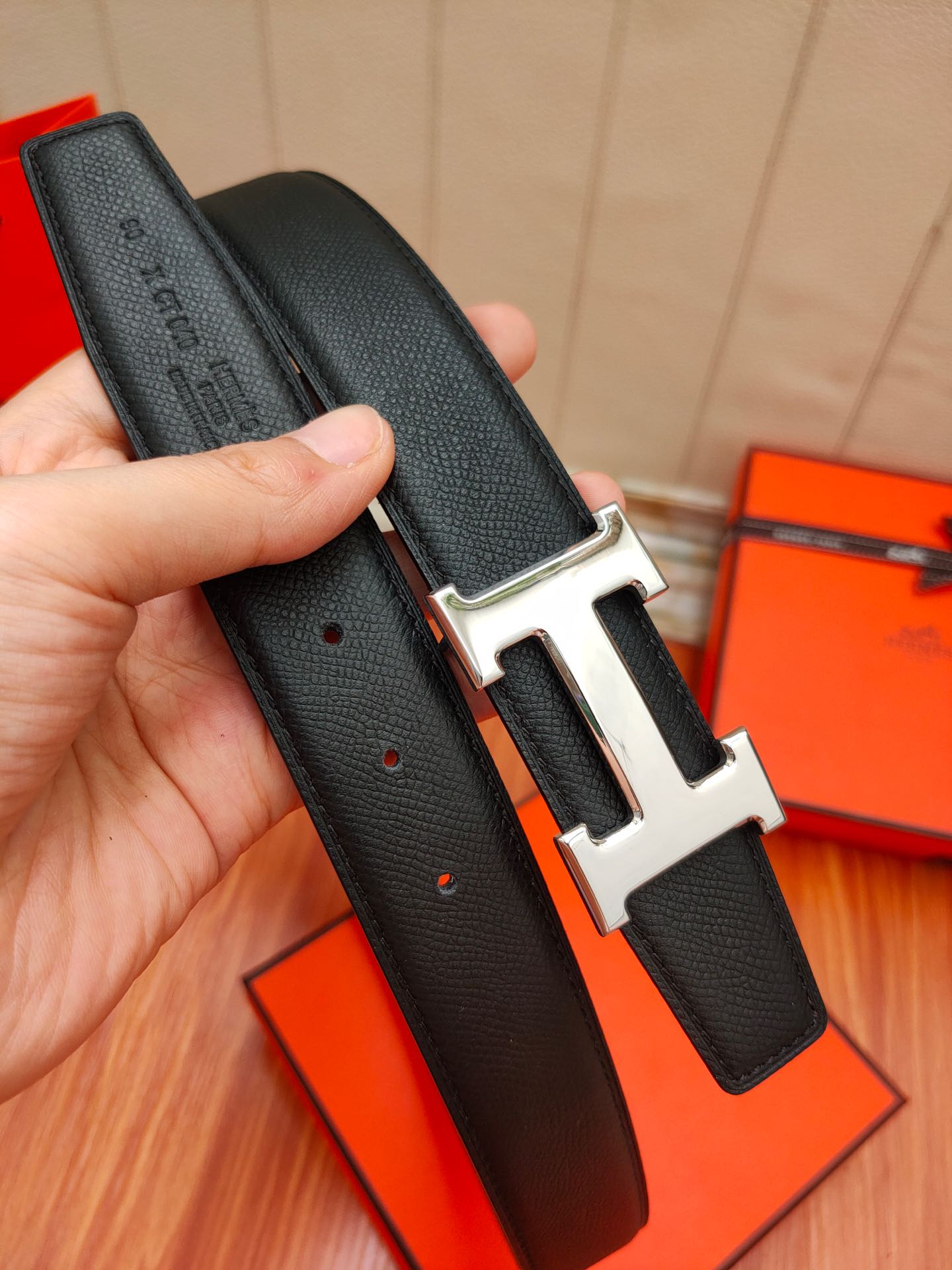 HERMES/エルメス 両面仕立てベルト サンチュール WJ