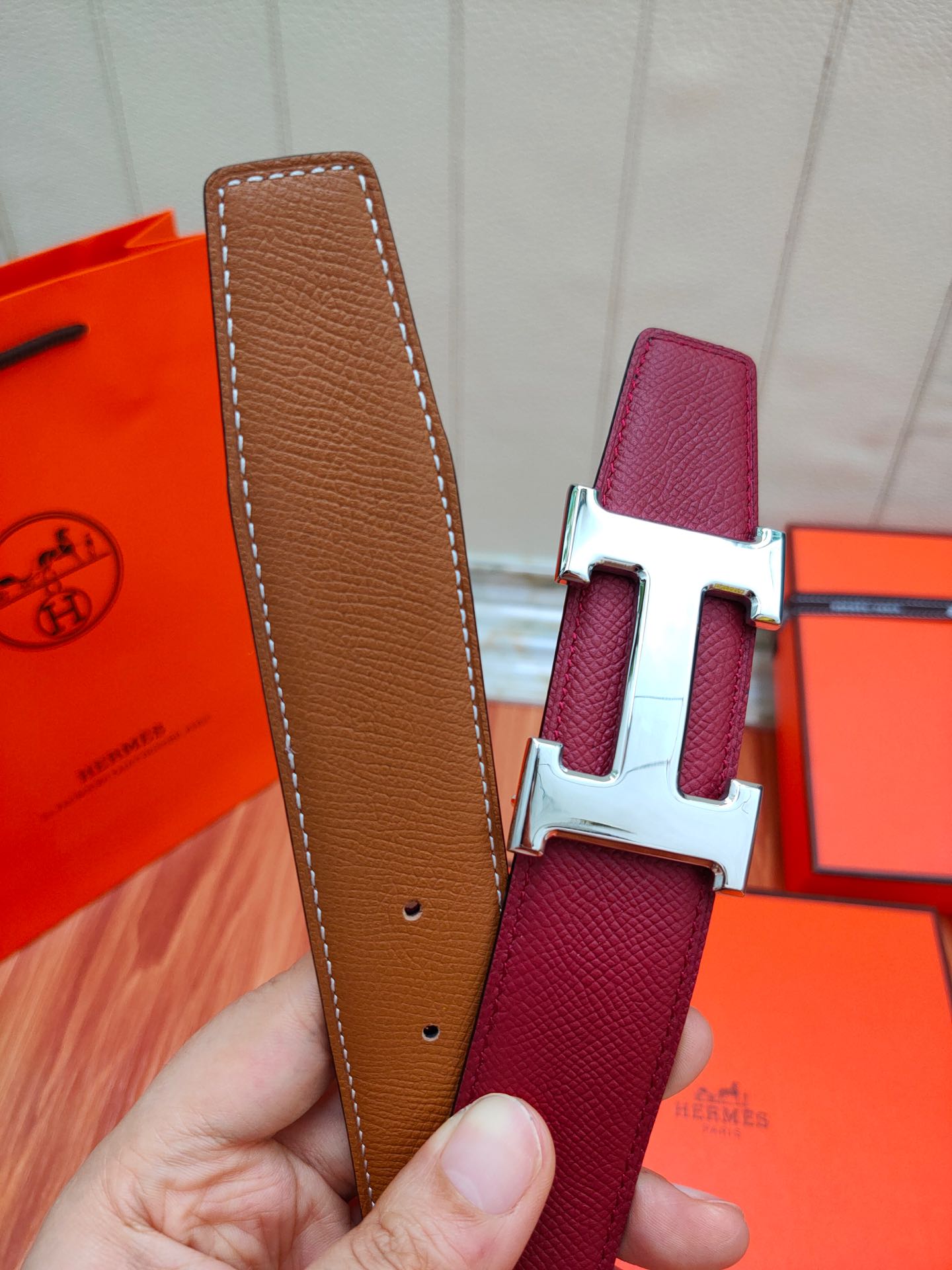 HERMES/エルメス 両面仕立てベルト サンチュール WJ