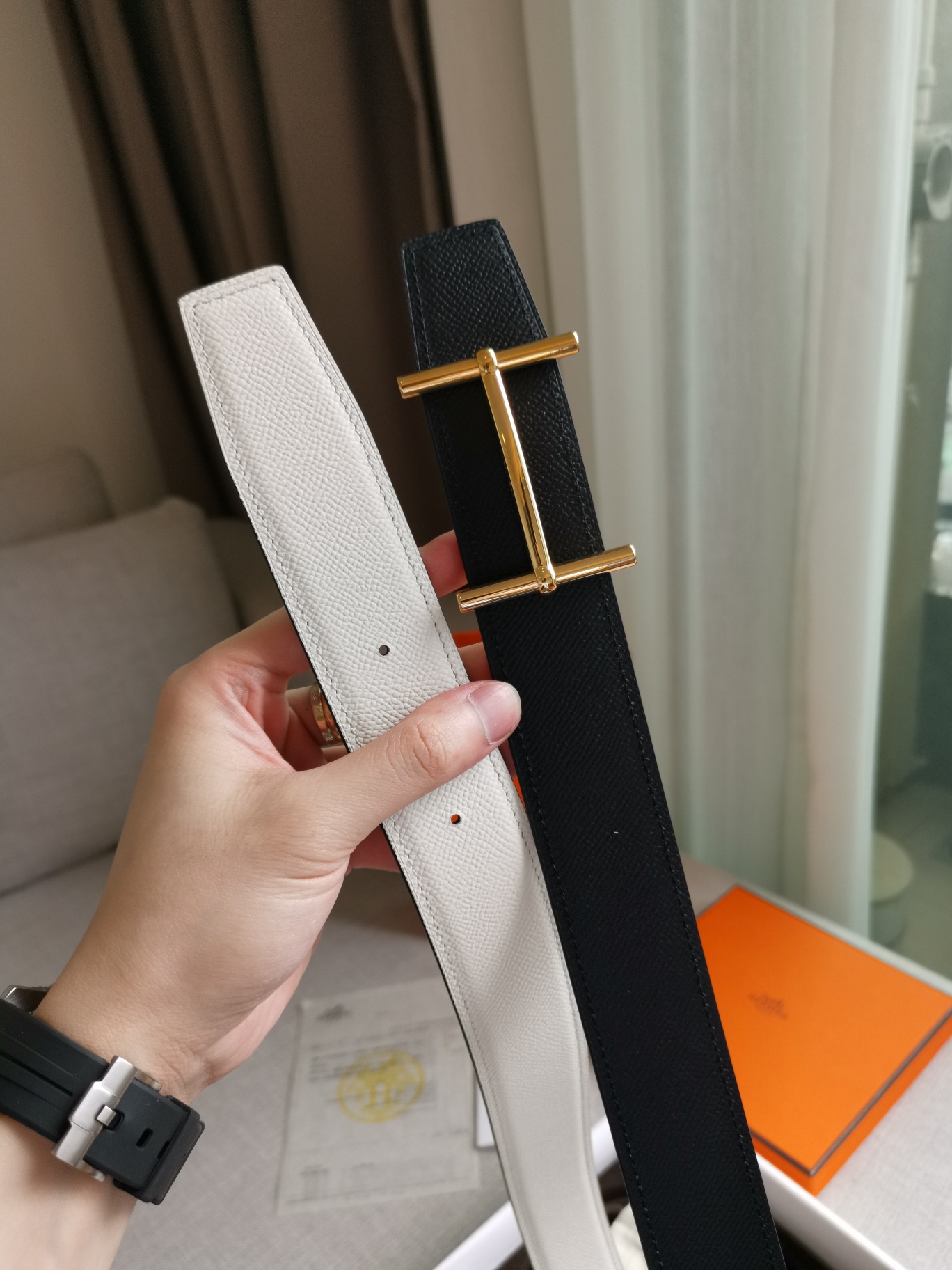 HERMES/エルメス 両面仕立てベルト サンチュール WJ
