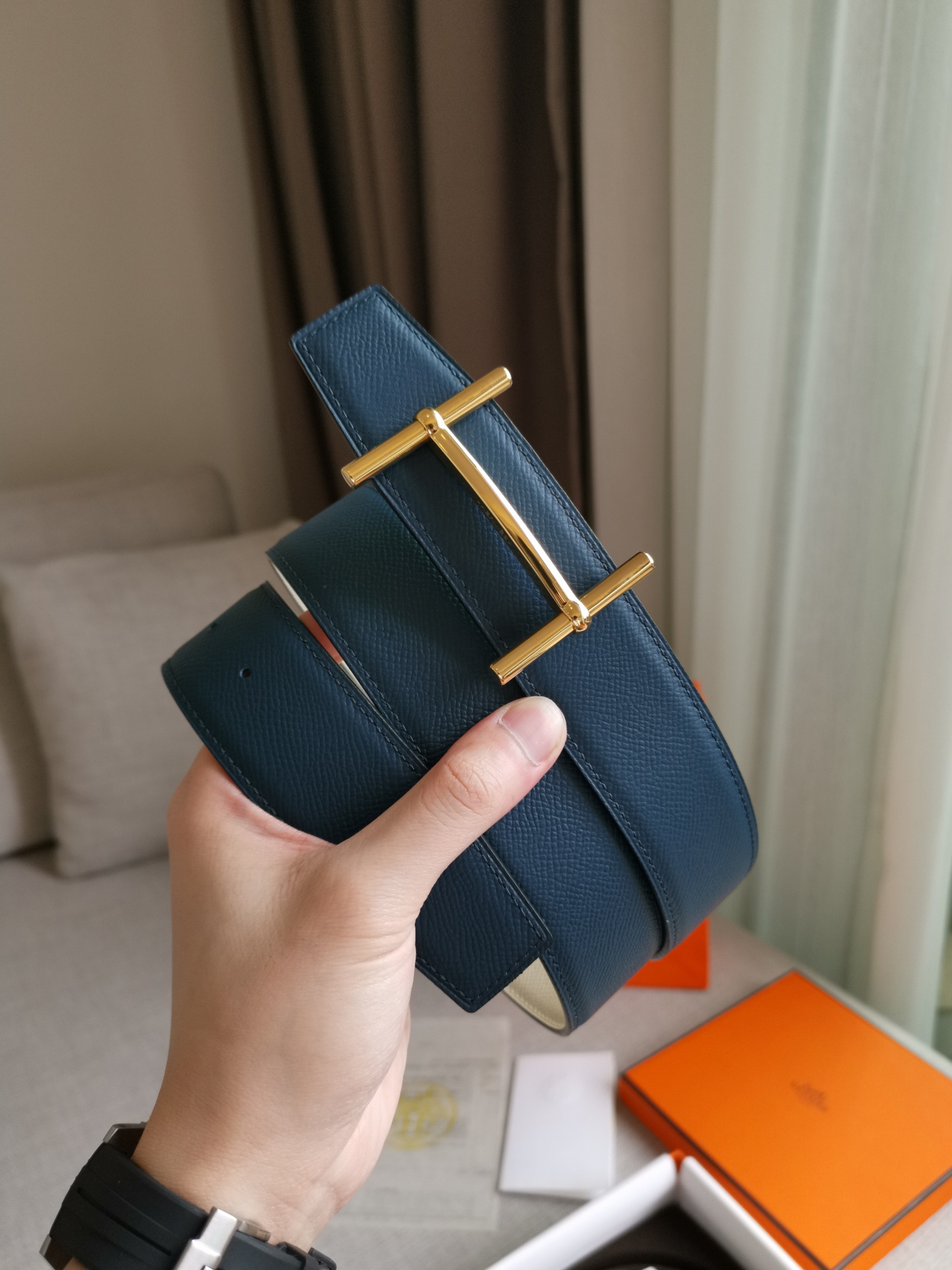 HERMES/エルメス 両面仕立てベルト サンチュール WJ