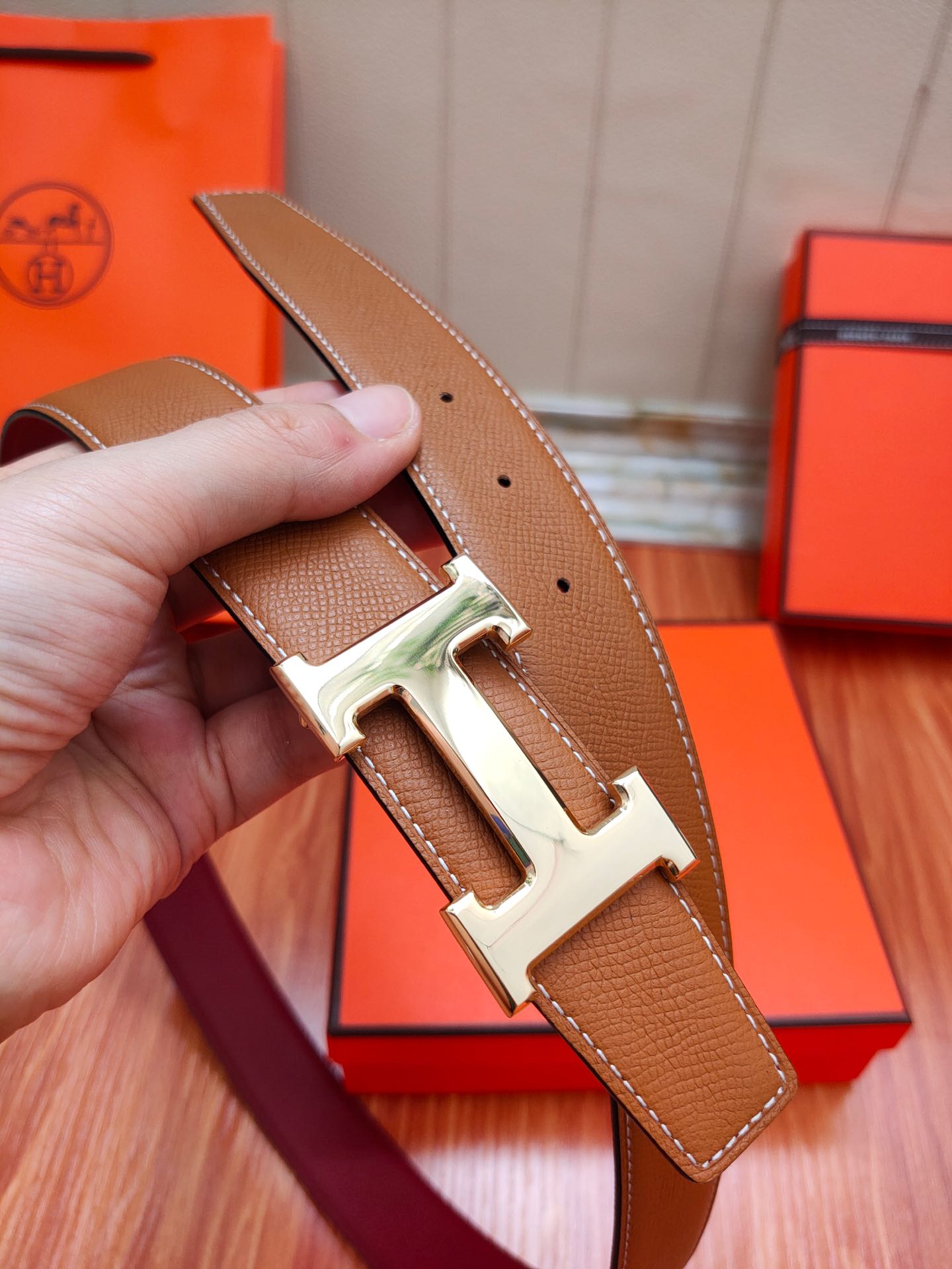 HERMES/エルメス 両面仕立てベルト サンチュール WJ