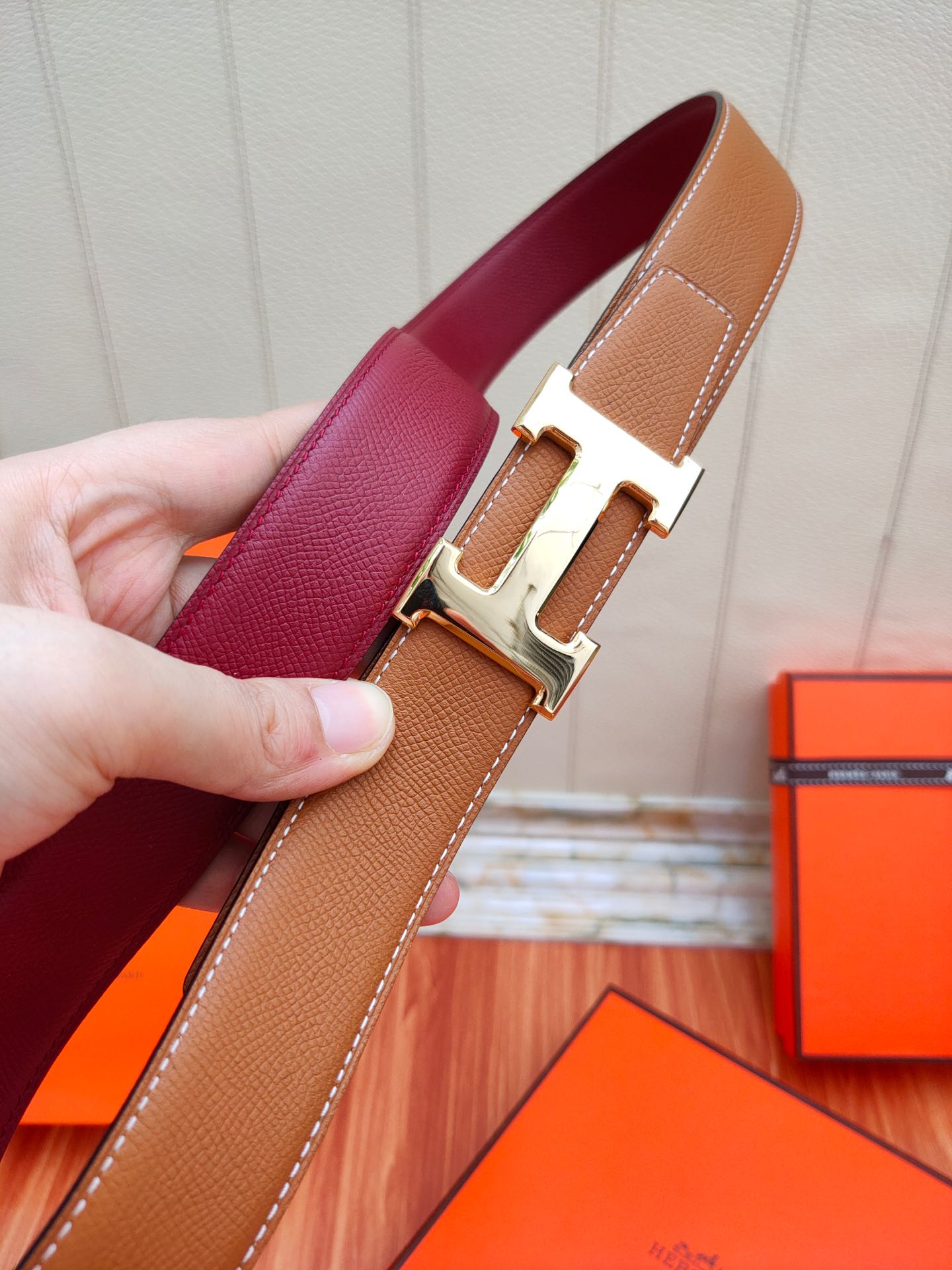 HERMES/エルメス 両面仕立てベルト サンチュール WJ